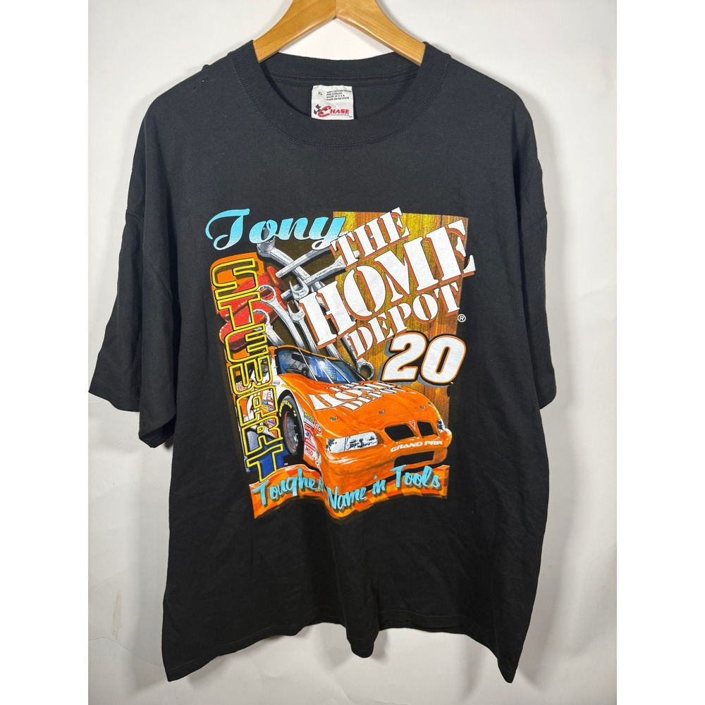 Vintage Tony Stewart Home Depot NASCAR T-Shirt Chase Authentics Black XL USA